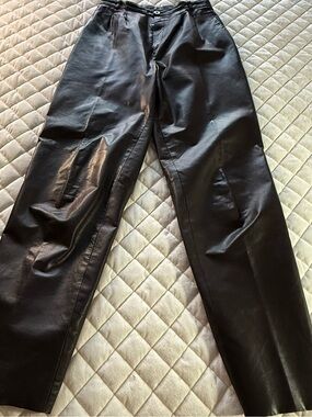 Vintage Maglia Brown Genuine Leather Pants High Waisted Tapered Leg Sz 12